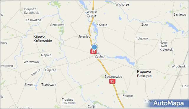 mapa Żygląd, Żygląd na mapie Targeo